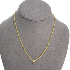 Delicate Gold Tone Blue Stone Charm Necklace